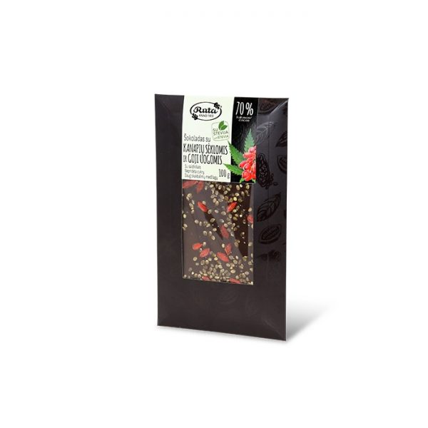 Šokoladas su kanapių sėk. ir goji uogomis, 100g