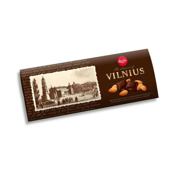 Juodasis šokoladas Vilnius, su migdolais 180g
