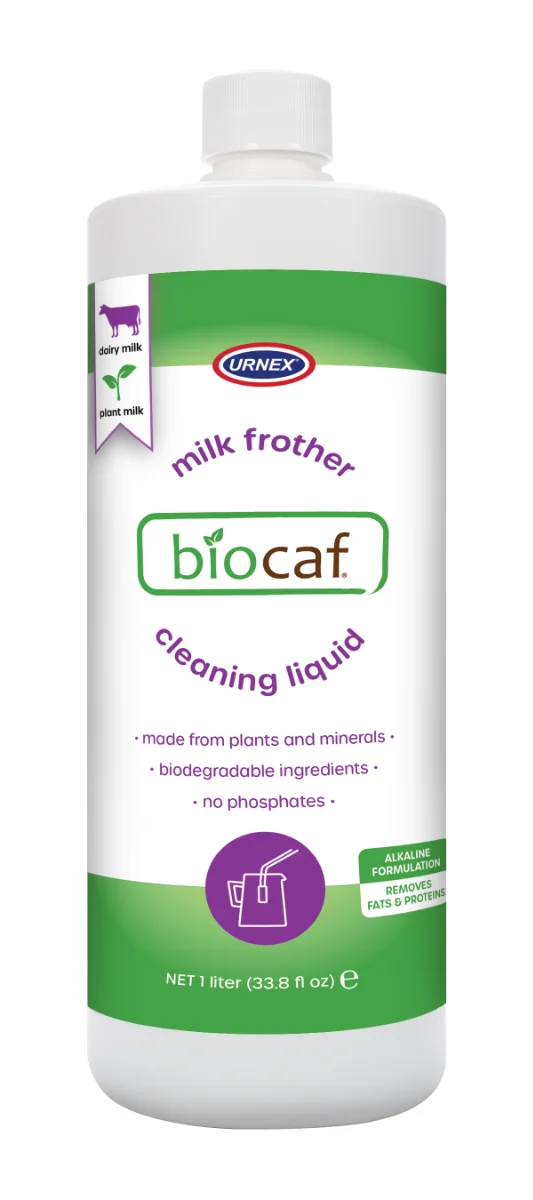 URNEX Biocaf pieno sistemos valiklis (alkalinis) – natūrali, efektyvi priežiūra kavos aparatų pieno sistemoms