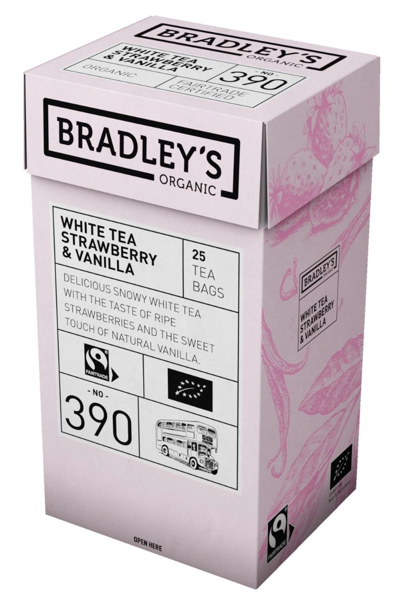 Bradley’s ekologiška braškių ir vanilės skonio baltoji arbata 25 pak. - Image 2
