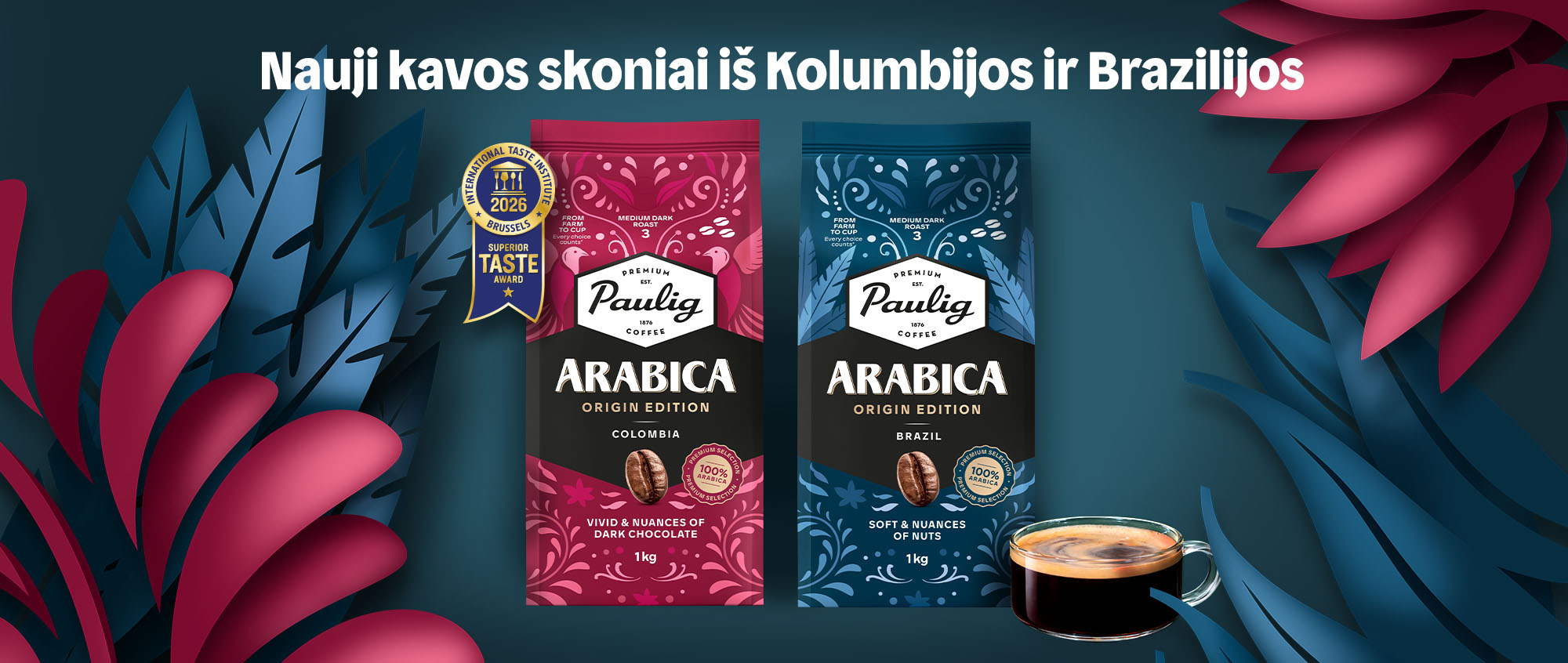 Paulig Arabica Origin Edition Brazil kavos pupelės 1 kg - Image 2
